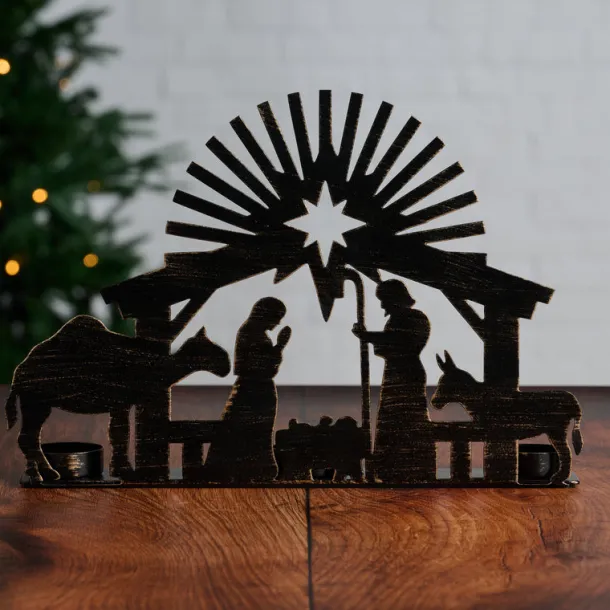 Iron Nativity Candleholder