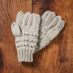 Ivory Knobby Wool Gloves