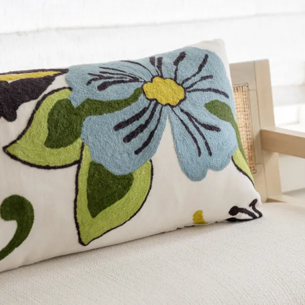 Jangal Embroidered Lumbar Pillow Cover