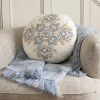 Jatila Hand Embroidered Round Pillow