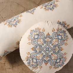 Jatila Hand Embroidered Round Pillow