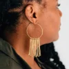 Jaya Brass Fringe Hoop Earrings