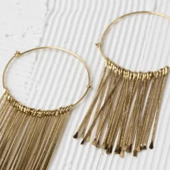 Jaya Brass Fringe Hoop Earrings