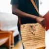 Jute Bucket Bag - Leather Strap