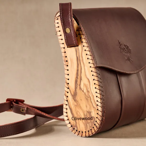 Kala Leather & Olive Wood Crossbody Bag