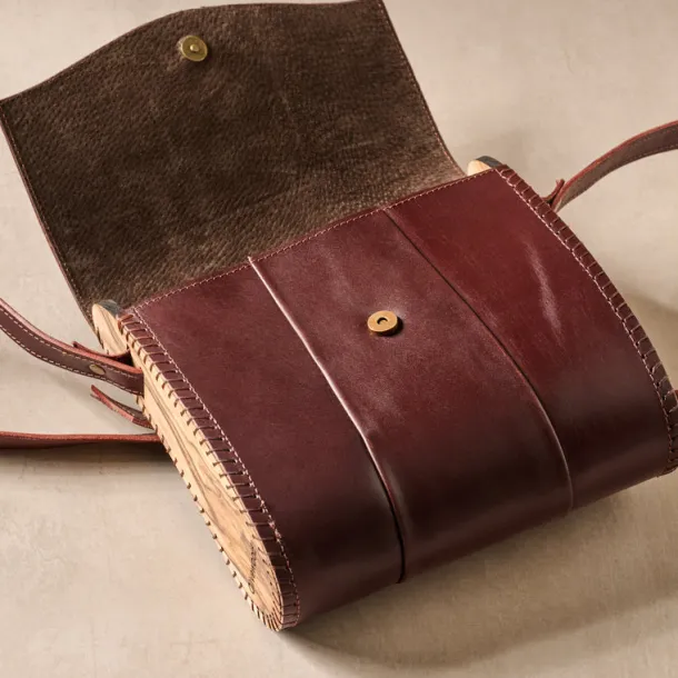 Kala Leather & Olive Wood Crossbody Bag