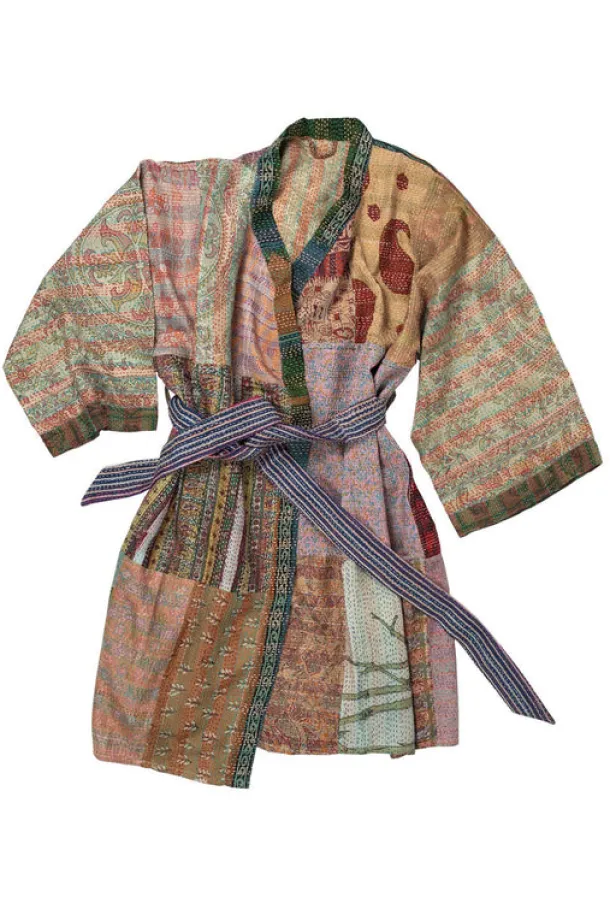 Kantha Stitch Sari Bathrobe