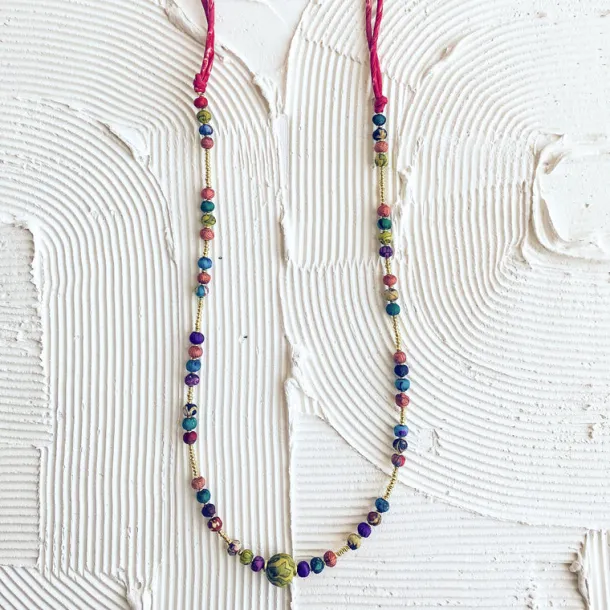 Kavya Recycled Sari Beaded Necklace