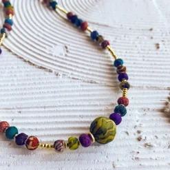 Kavya Recycled Sari Beaded Necklace