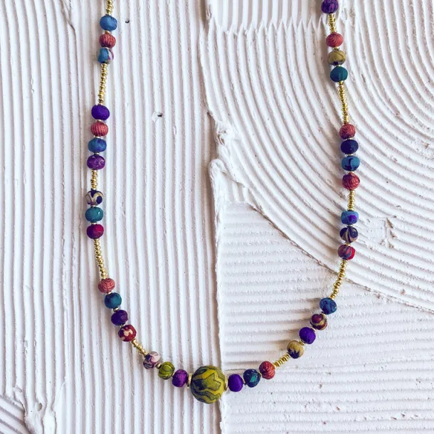 Kavya Recycled Sari Beaded Necklace