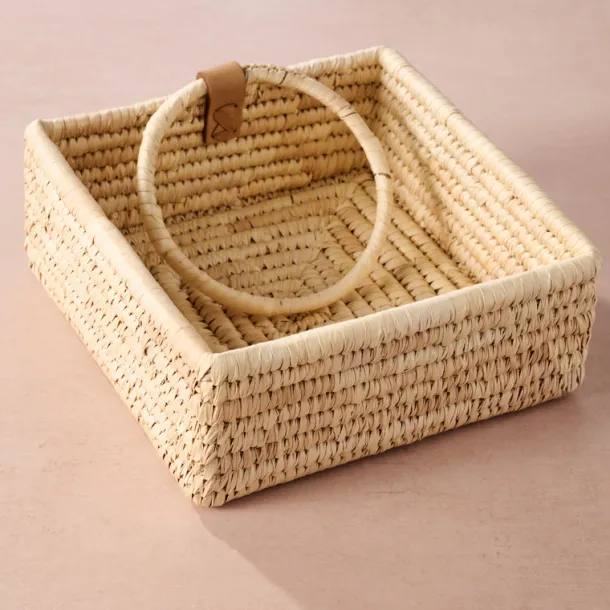 Khejur Woven Palm Leaf Napkin Basket