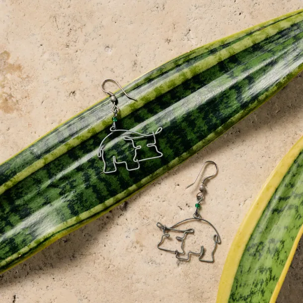 Kiboko Recycled Wire Hippo Dangle Earrings