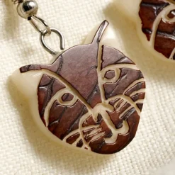 Kitty-Cat Tagua Drop Earrings