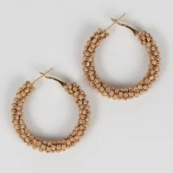 Kuteer Wood Bead Hoop Earrings