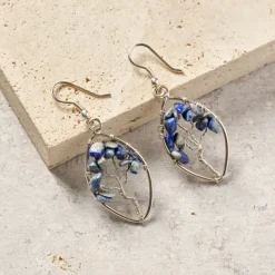 Lapis Tree Drop Earrings
