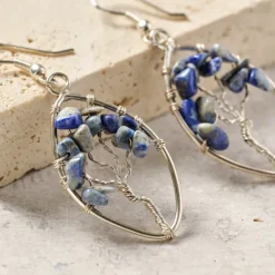 Lapis Tree Drop Earrings