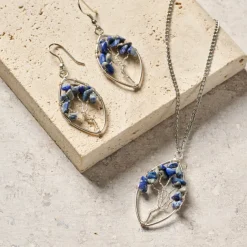 Lapis Tree Drop Earrings