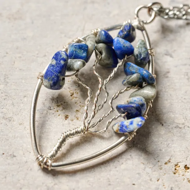 Lapis Tree Pendant Necklace