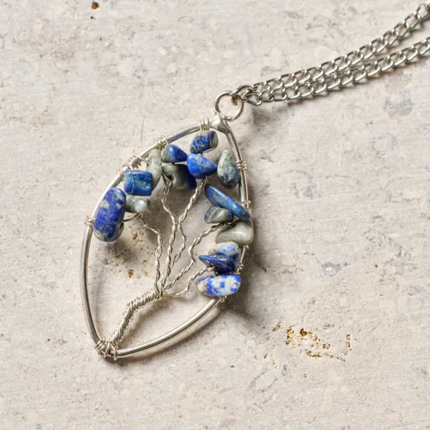 Lapis Tree Pendant Necklace