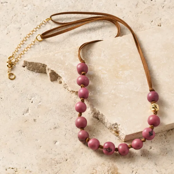 Lavender Seed & Suede Necklace