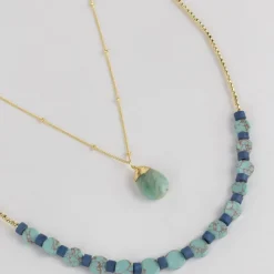 Layered Turquoise Disc Necklace