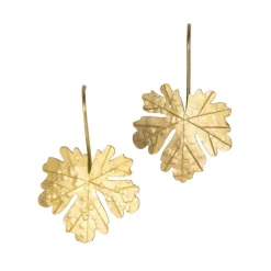 Leaf Drop Earrings in Brass
