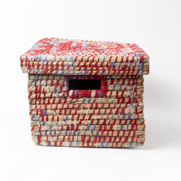 Lidded Sari Storage Basket 10.5H