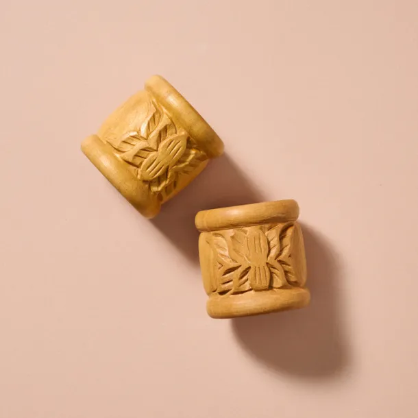 Lotus Blossom Carved Wood Napkin Rings