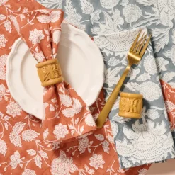 Lotus Blossom Carved Wood Napkin Rings