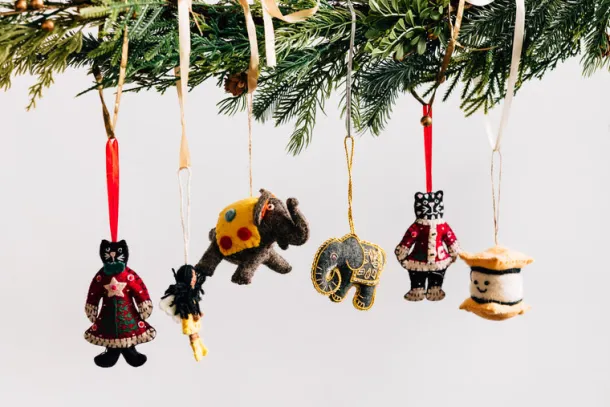 Lucky Felted Elephant Ornament