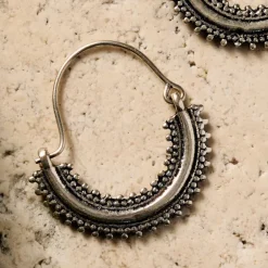 Manake Silvertone Arc Dangle Earrings