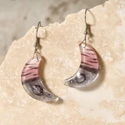 Marbled Moon Drop Earrings