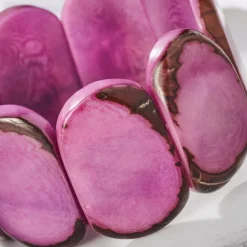 Mauve Tagua Stretch Cuff Bracelet