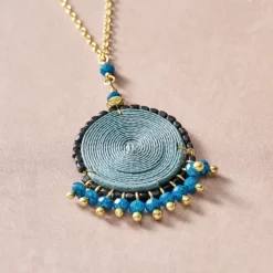 Meera Blue Beaded Pendant Necklace