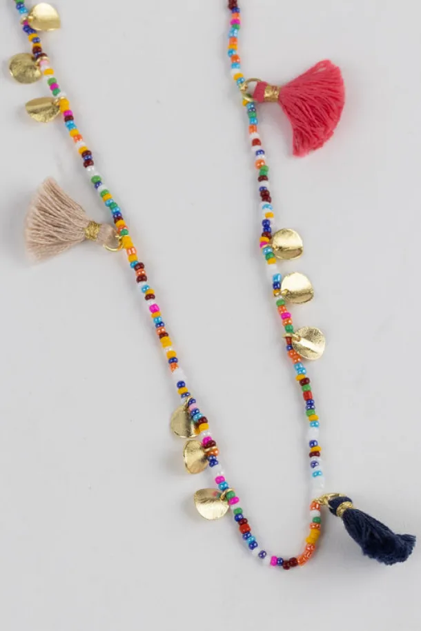 Mini Tassel Disc Necklace