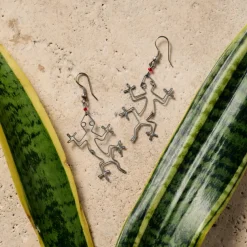 Mjusi Recycled Wire Gecko Dangle Earrings