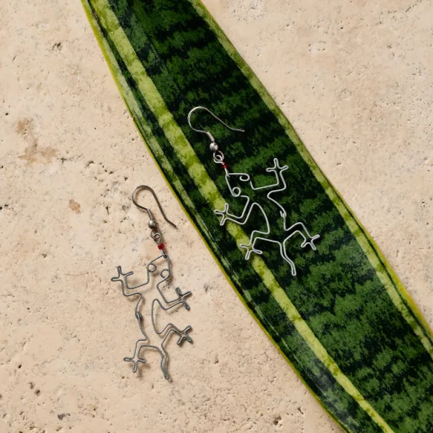 Mjusi Recycled Wire Gecko Dangle Earrings