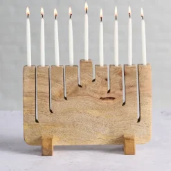 Modern Mango Wood Menorah