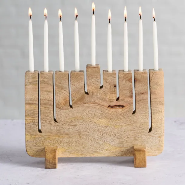 Modern Mango Wood Menorah