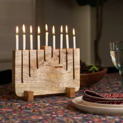 Modern Mango Wood Menorah