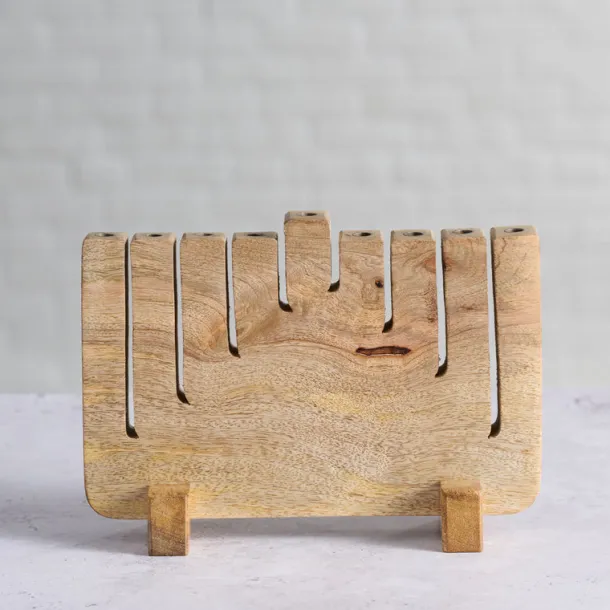 Modern Mango Wood Menorah