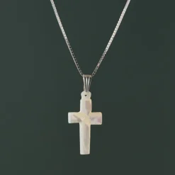 Mother of Pearl Cross Pendant Necklace