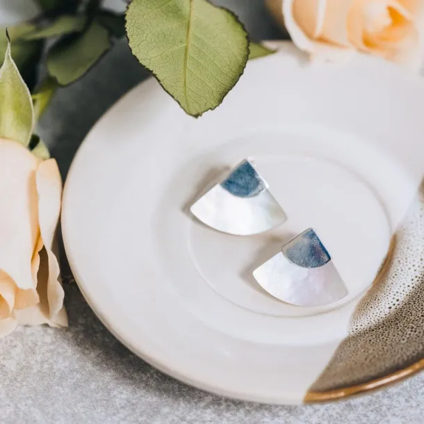 Mother of Pearl Fan Earrings