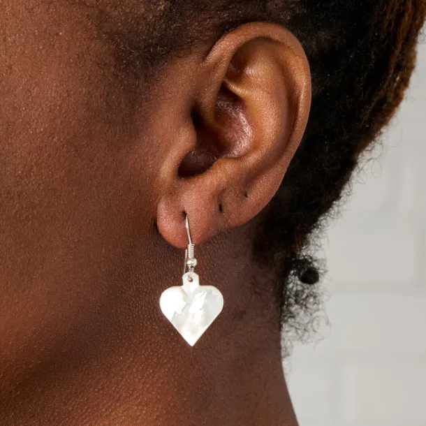 Mother of Pearl Heart Drop Earrings