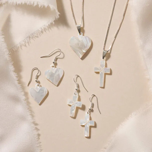 Mother of Pearl Heart Drop Earrings