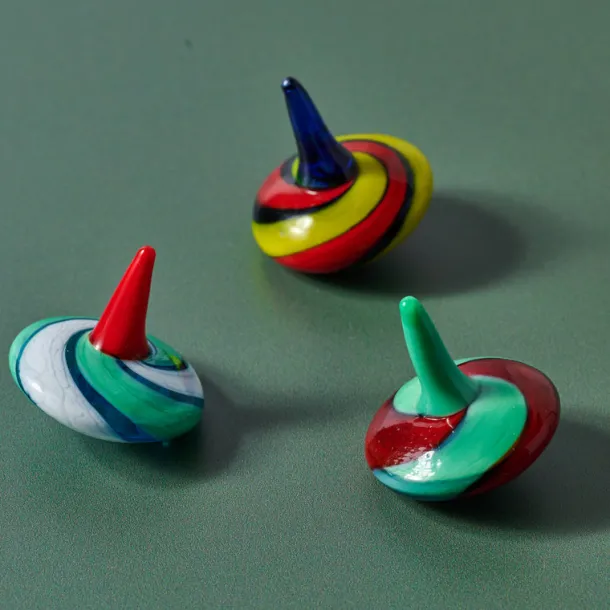 Multi-Colored Glass Tops - Set of 3