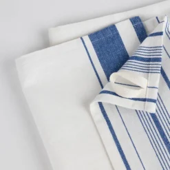 Multi-Striped Blue White Tea Towel