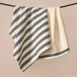Multi-Striped Cream Black Tea Towel Set