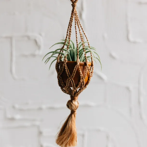 Neeka Mini Macrame Hanging Planter - Terracotta