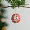 Painted Bright Florals Paper Mâché Ball Ornament